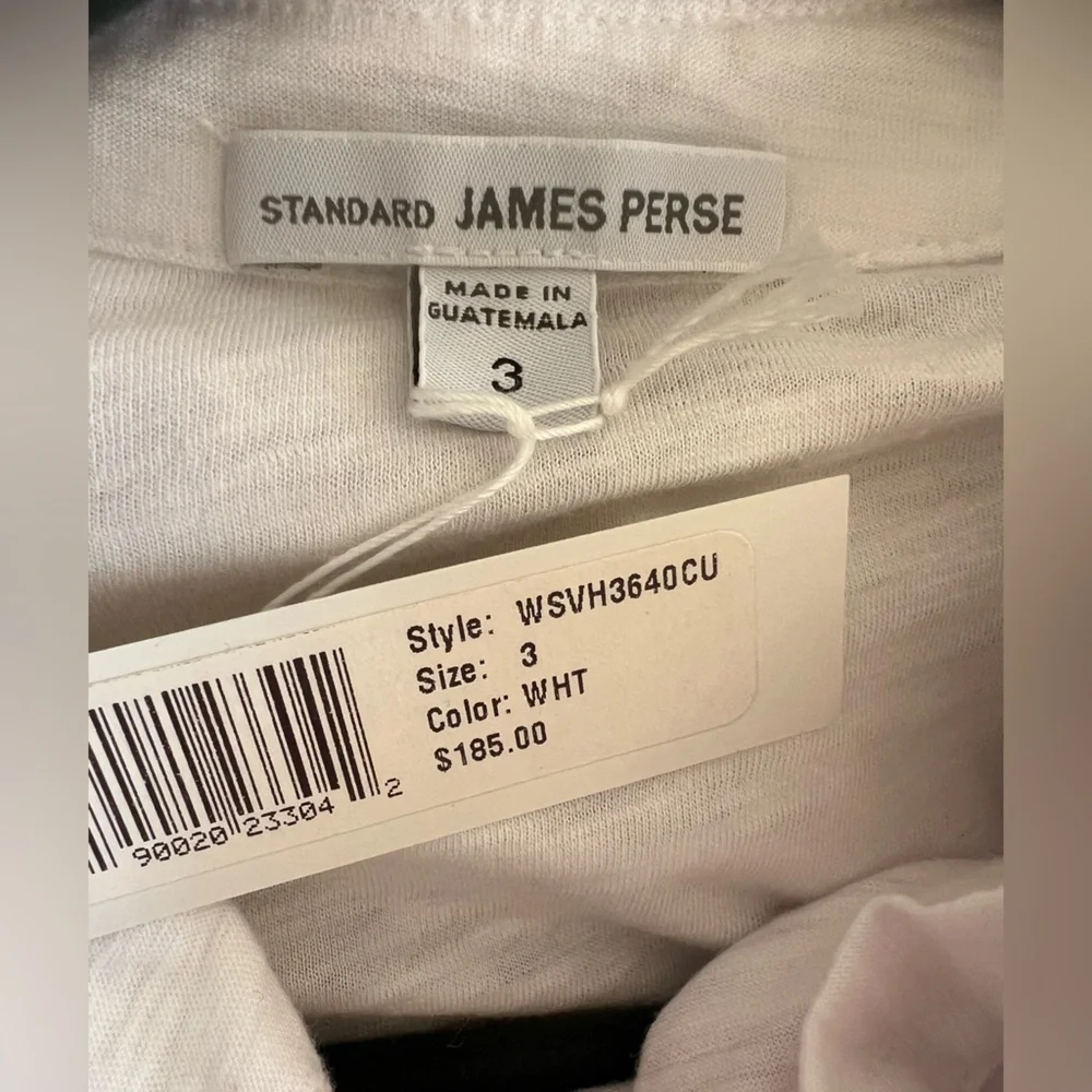 NWT $185 James Perse White Button-Down Shirt Sheer Slub Side Panel Blouse Size 3 - Picture 9 of 12